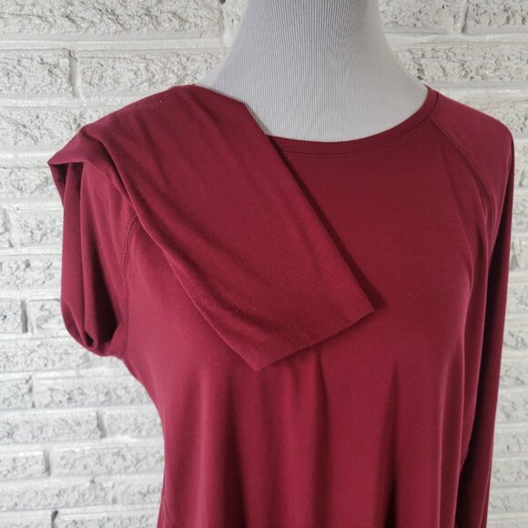 Tek Gear Womens Top XL Tee Essential Long Sleeve Maroon Red Comfy RED53E - Picture 4 of 7
